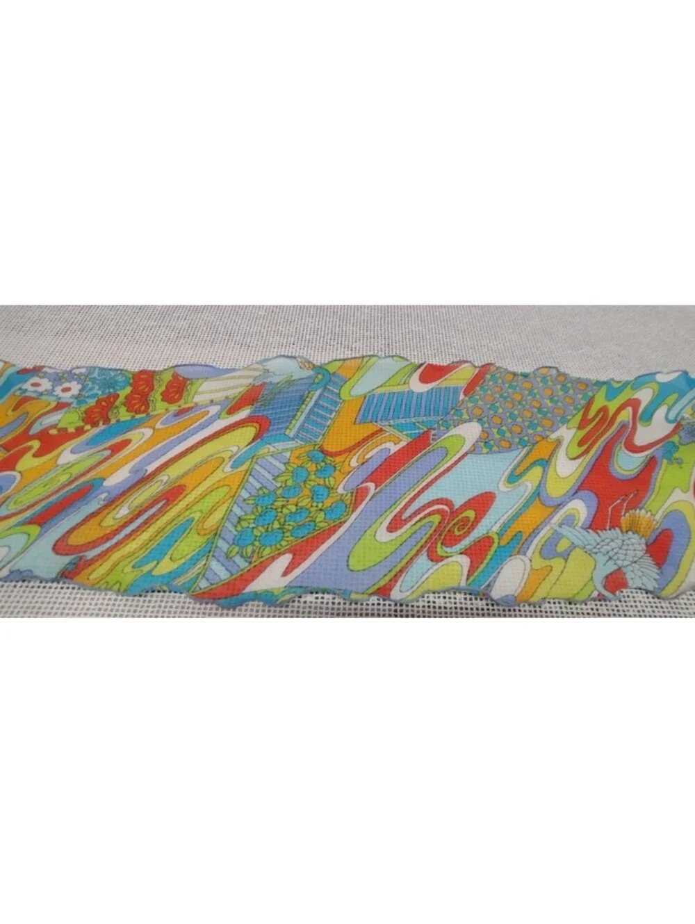 Vintage 1960s Psychedelic Chiffon Scarf NYLON lettude edging AUSTIN POWERS MOD